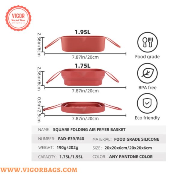 Silicone Non Stick Round Basket with Handles & 8 inch Basket Silicone Mat With H - Picture 6 of 14